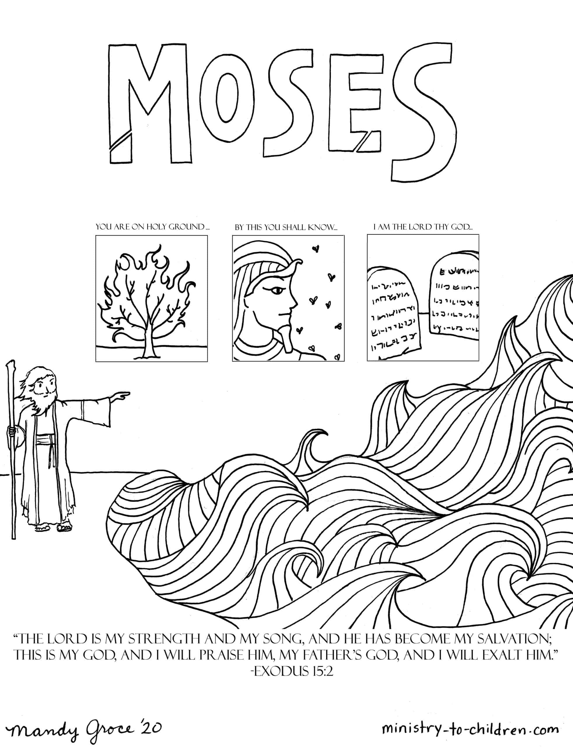 Moses Coloring Page intended for Free Printable Bible Story Coloring Pages