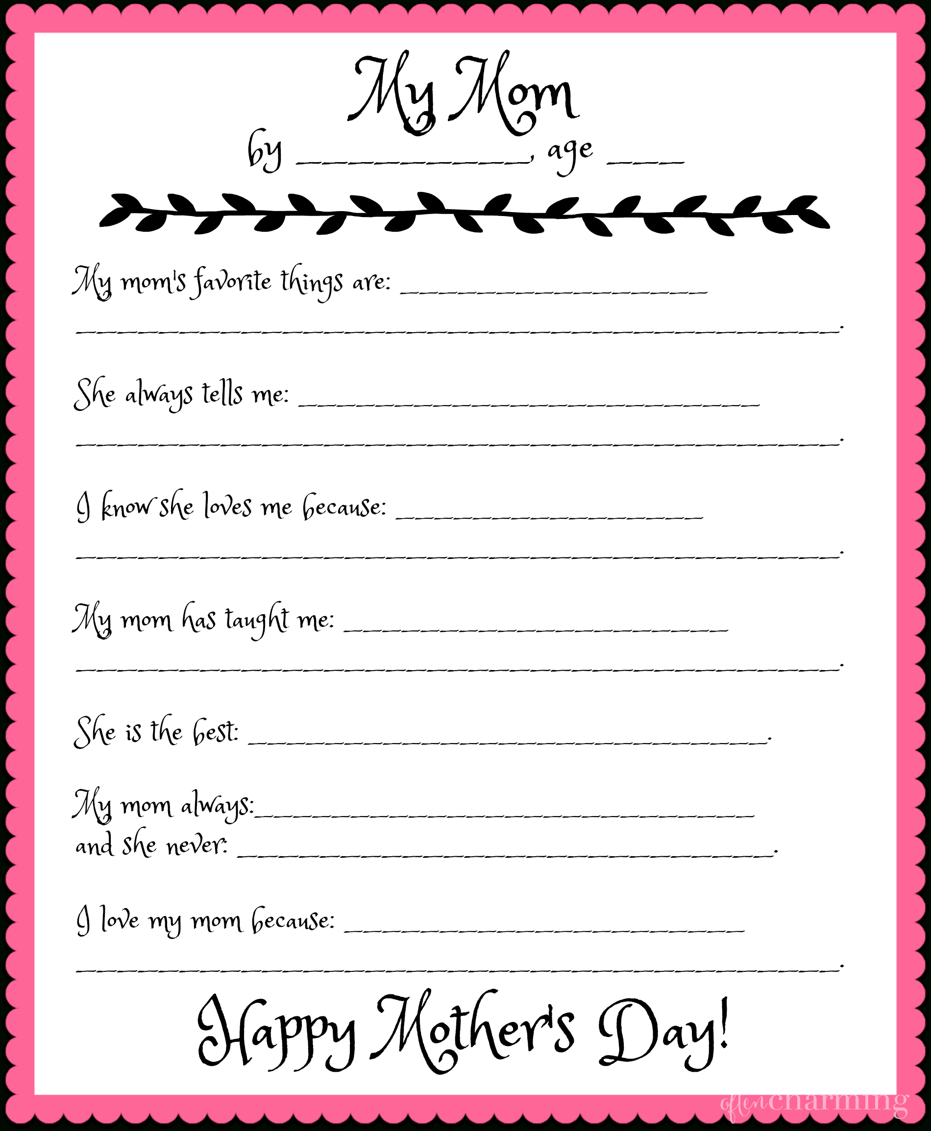 Mother&amp;#039;S Day – Free Printable throughout Free Printable Mothers Day Gifts