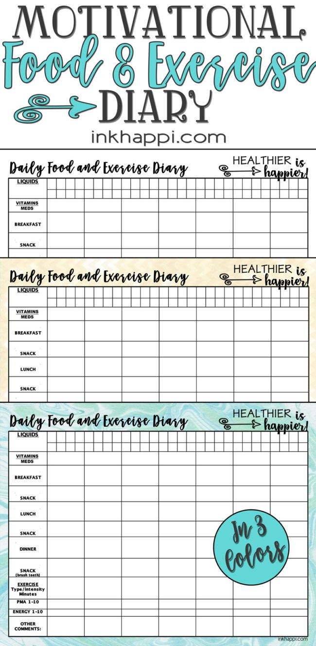 Motivational Food And Exercise Diary. Free Printable! - Inkhappi in Free Printable Workout Journal