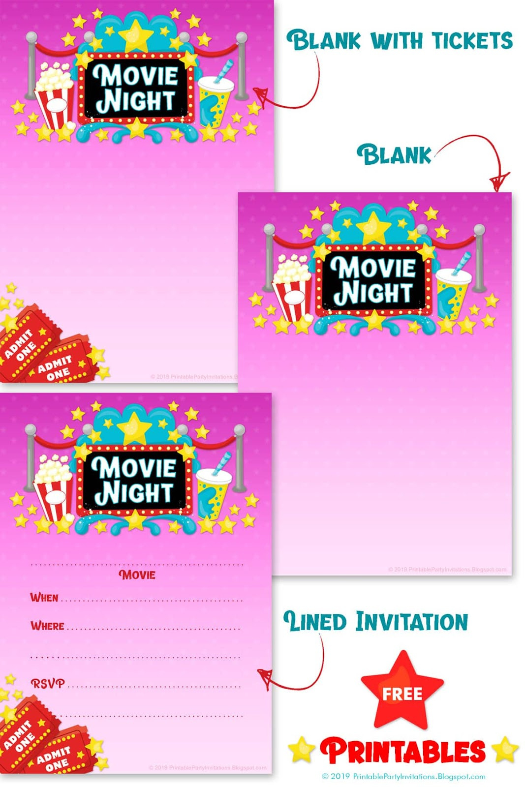 Movie Ticket Party Invitations Template - Worksheets Library with Free Printable Movie Themed Invitations