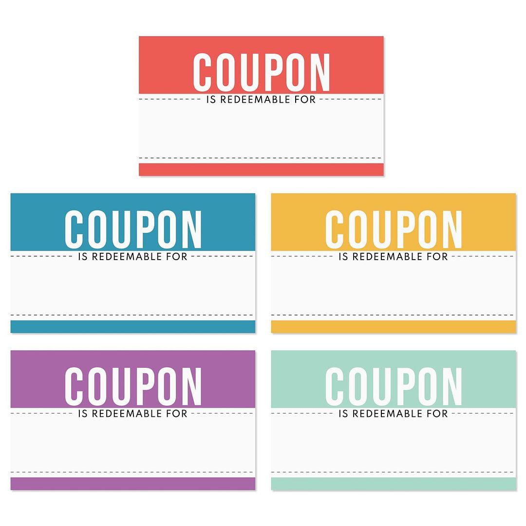 Multicolor Fill In Coupon Cards / 100 Colorful Customer Vouchers inside Free Printable Coupons For School Supplies At Walmart