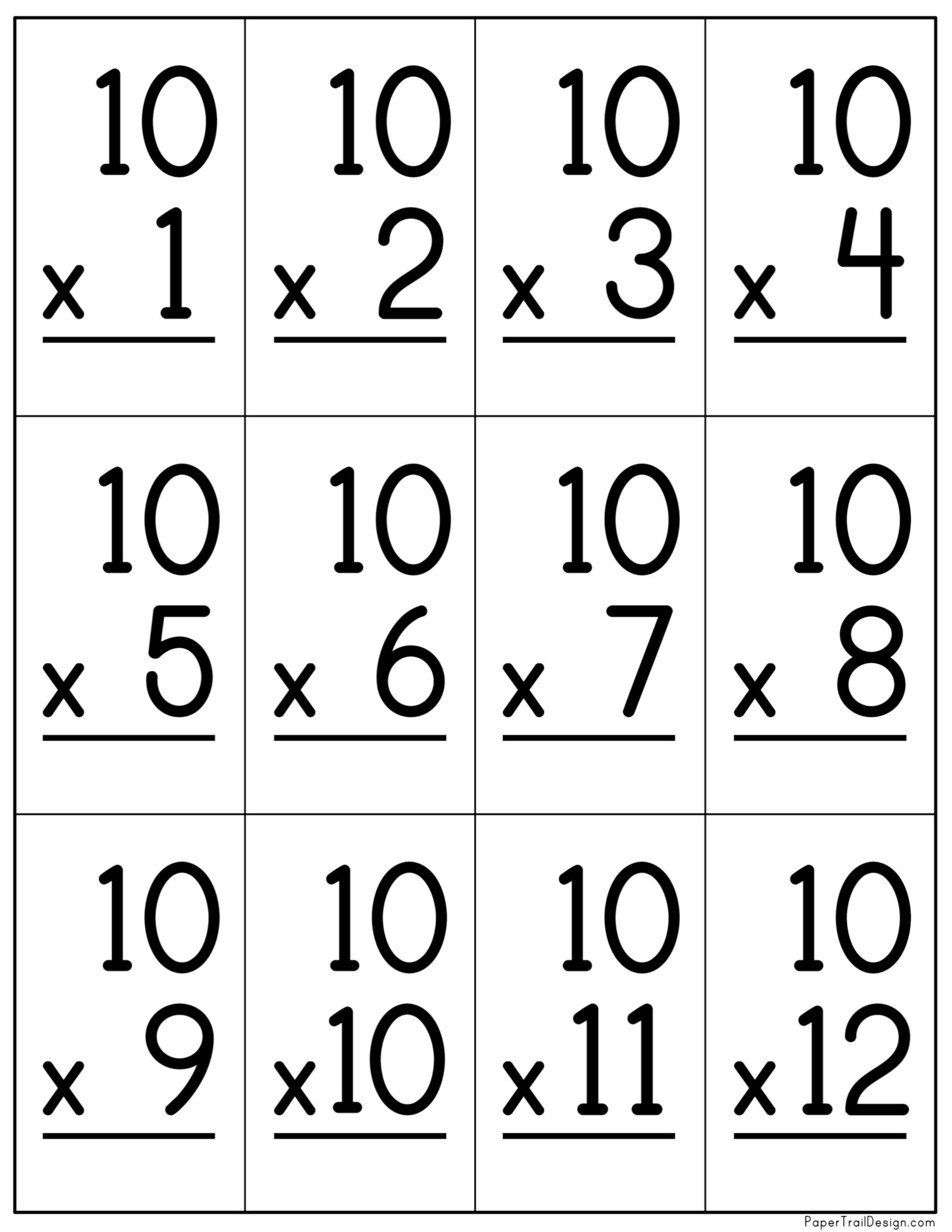 Multiplication Flash Cards Printable - Paper Trail Design for Free Printable Multiplication Flash Cards 0 10