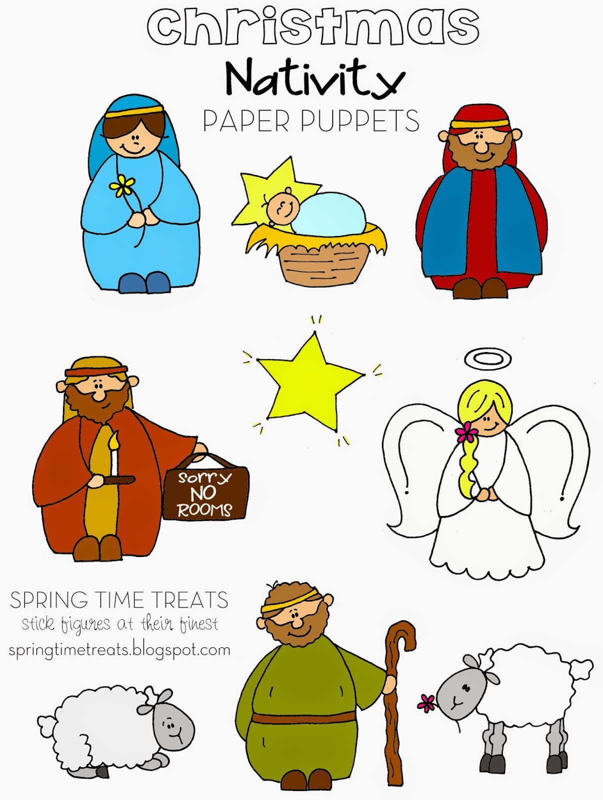 Nativity Paper Puppets - Free Printables | Spring Time Doodles regarding Free Printable Nativity Scene Pictures