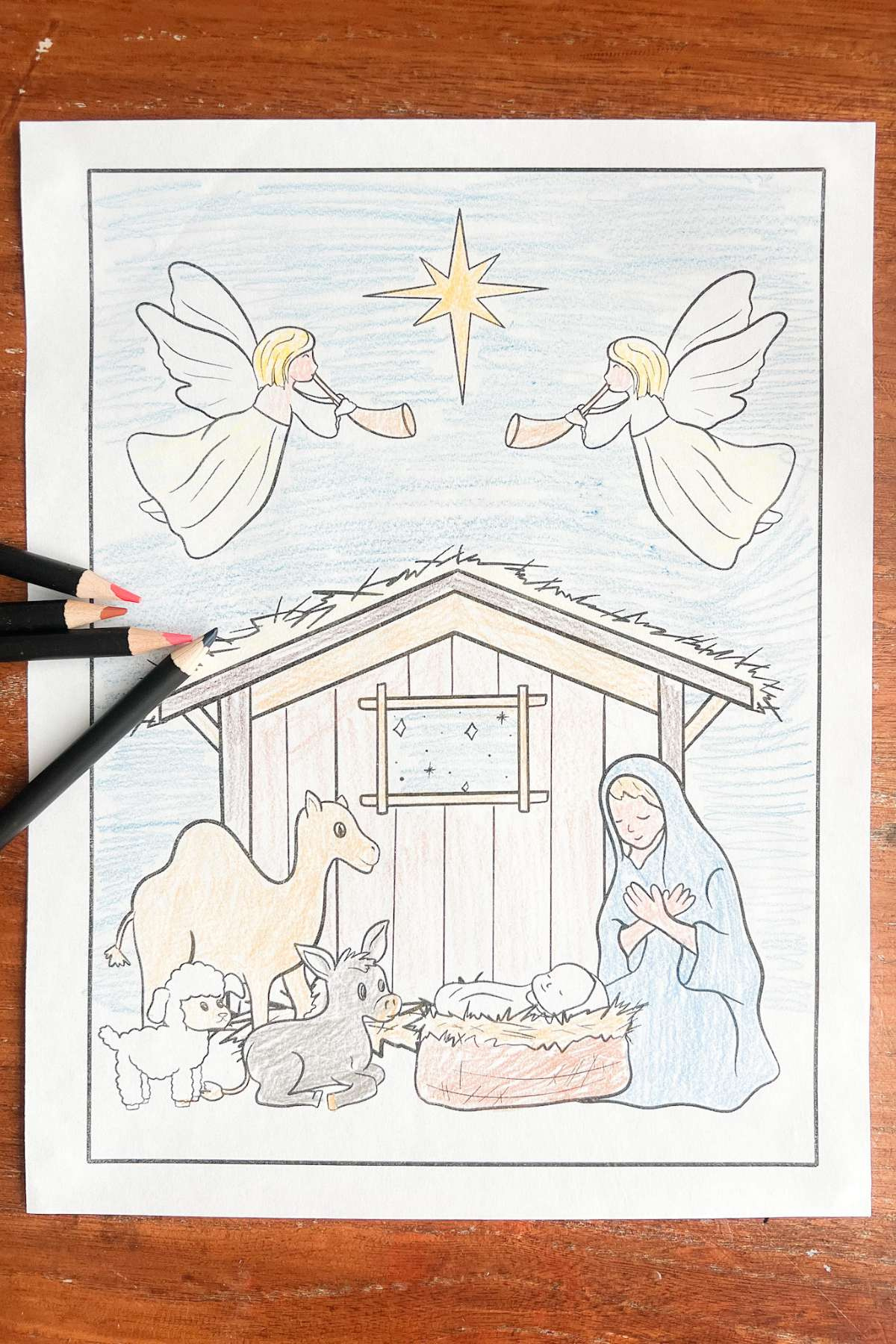 Nativity Scene Coloring Pages (Free Printable) throughout Free Printable Pictures Of Nativity Scenes
