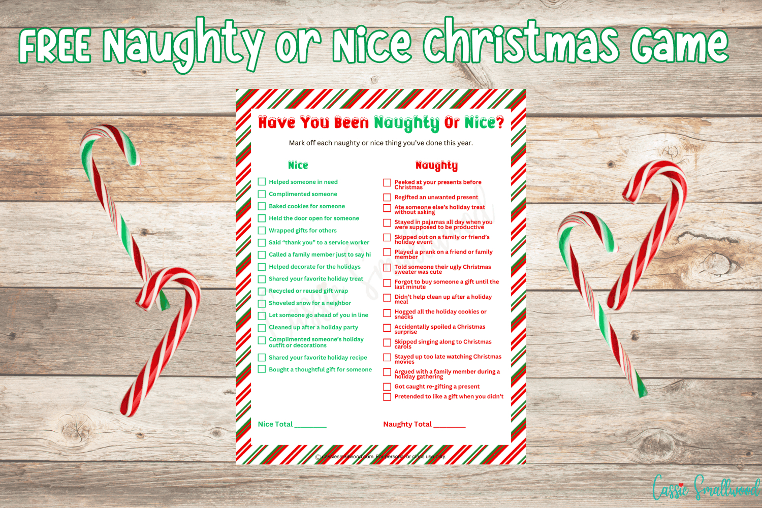 Naughty Or Nice Christmas Game (Free Printable) - Cassie Smallwood with regard to Free Printable Christmas Games For Adults