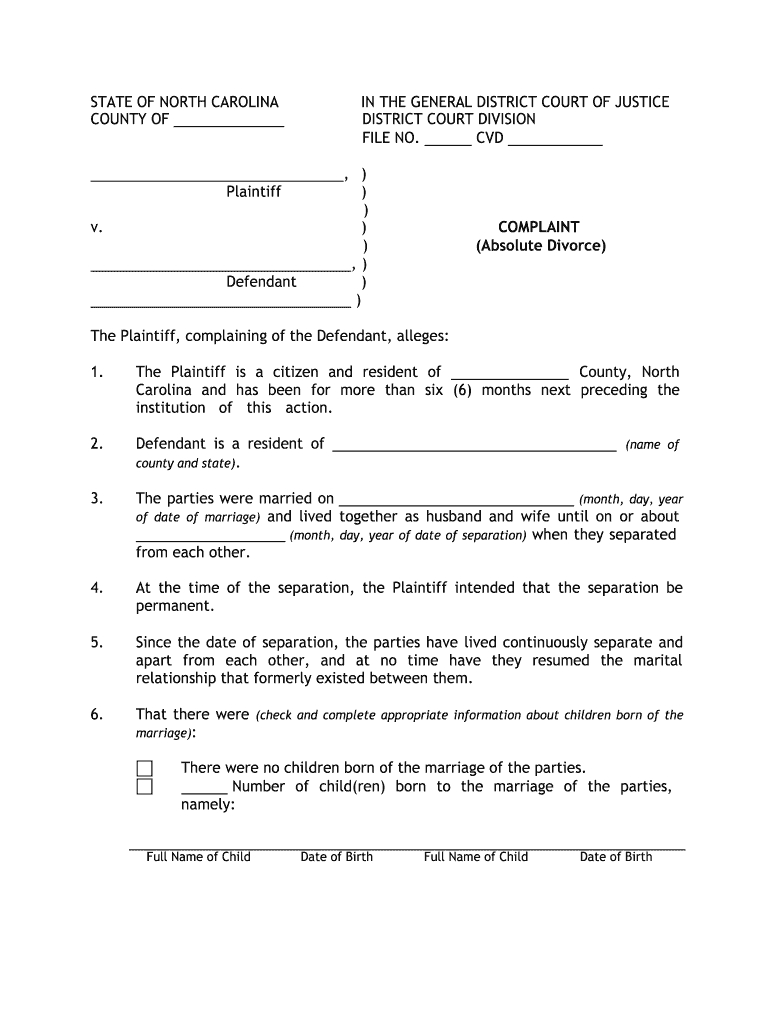 Nc Divorce Forms Pdf: Fill Out & Sign Online | Dochub regarding Free Printable Divorce Papers For North Carolina