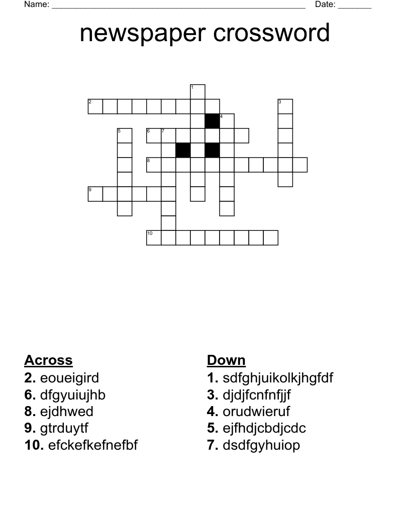 Newspaper Crossword - Wordmint pertaining to Printable Newspaper Crossword Puzzles For Free
