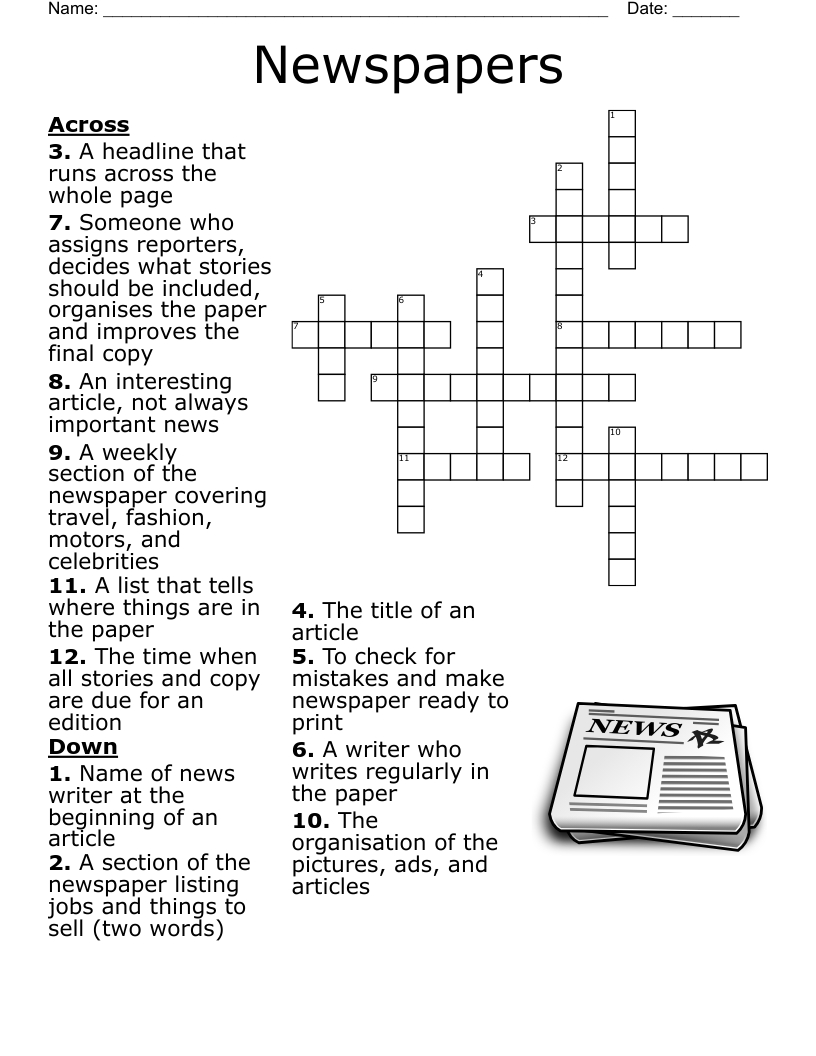 Newspapers Crossword - Wordmint within Printable Newspaper Crossword Puzzles For Free
