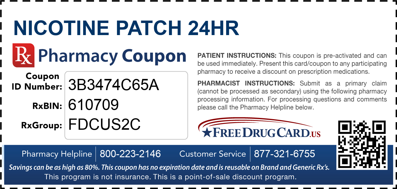 Nicotine Patch 24Hr Coupon - Free Prescription Savings At throughout Free Printable Nicotine Patch Coupons