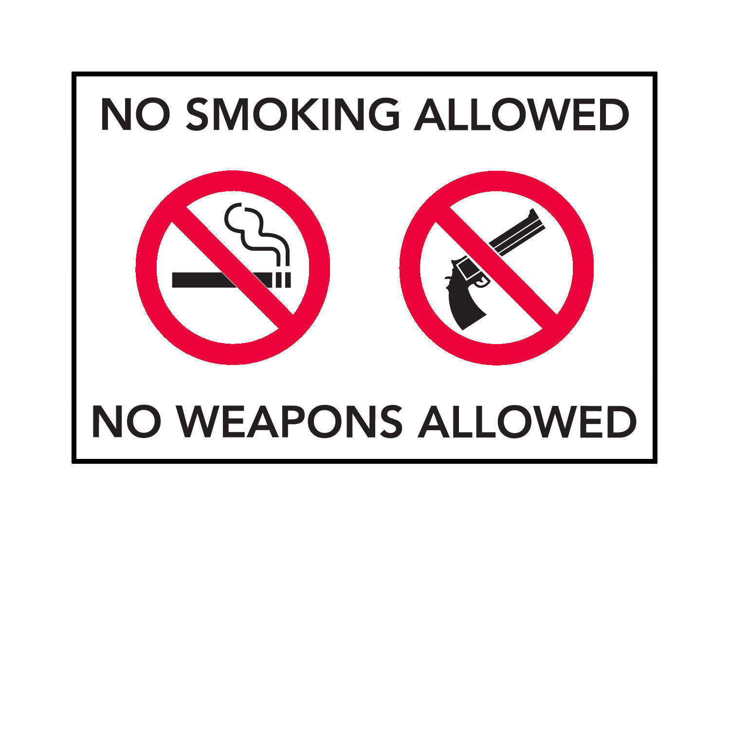 No Smoking No Weapons Allowed (Symbols W/Copy) within Free Printable No Guns Allowed Sign