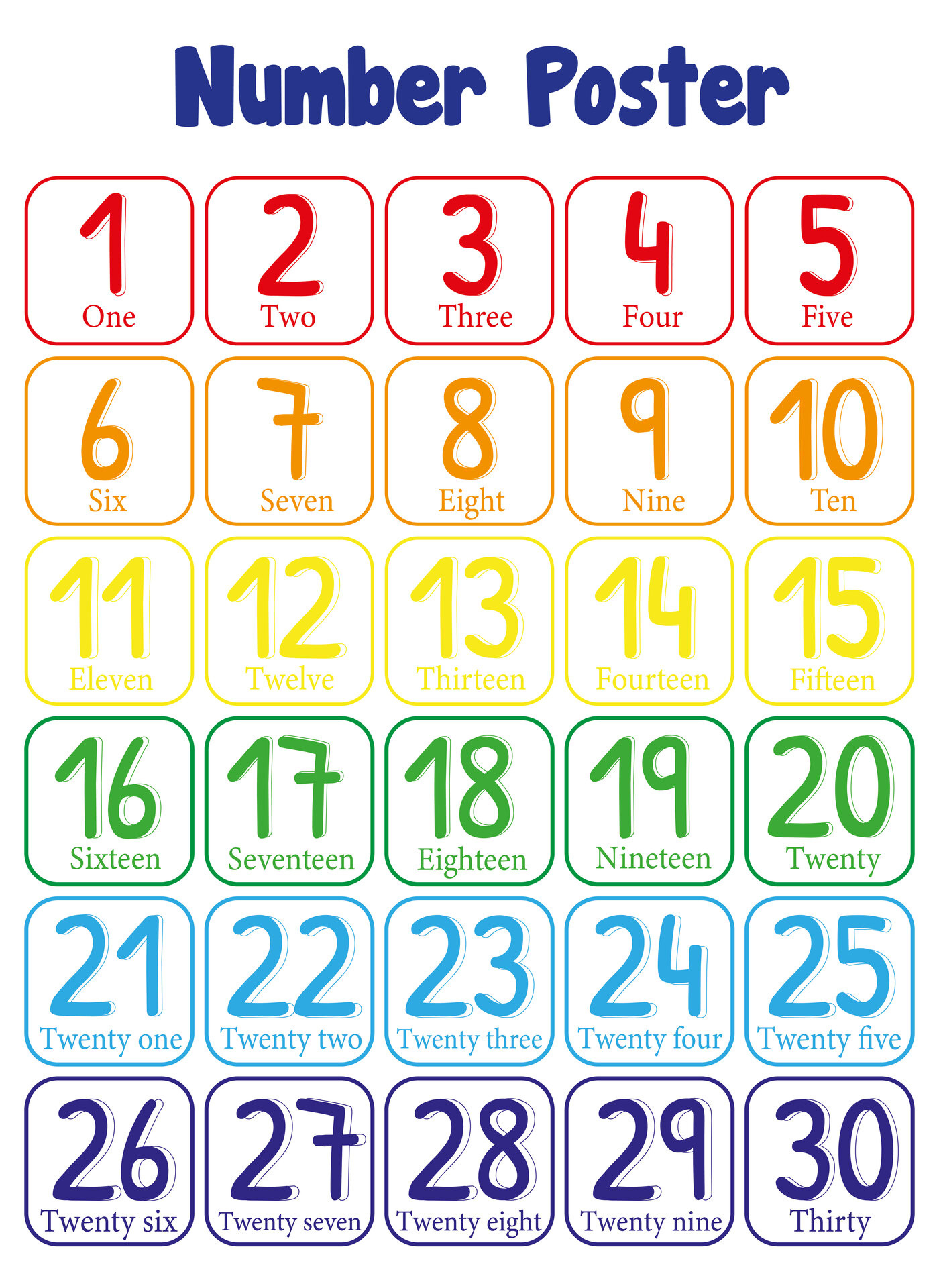 Number 1-30 Printable with Free Printable Number Flashcards 1 30