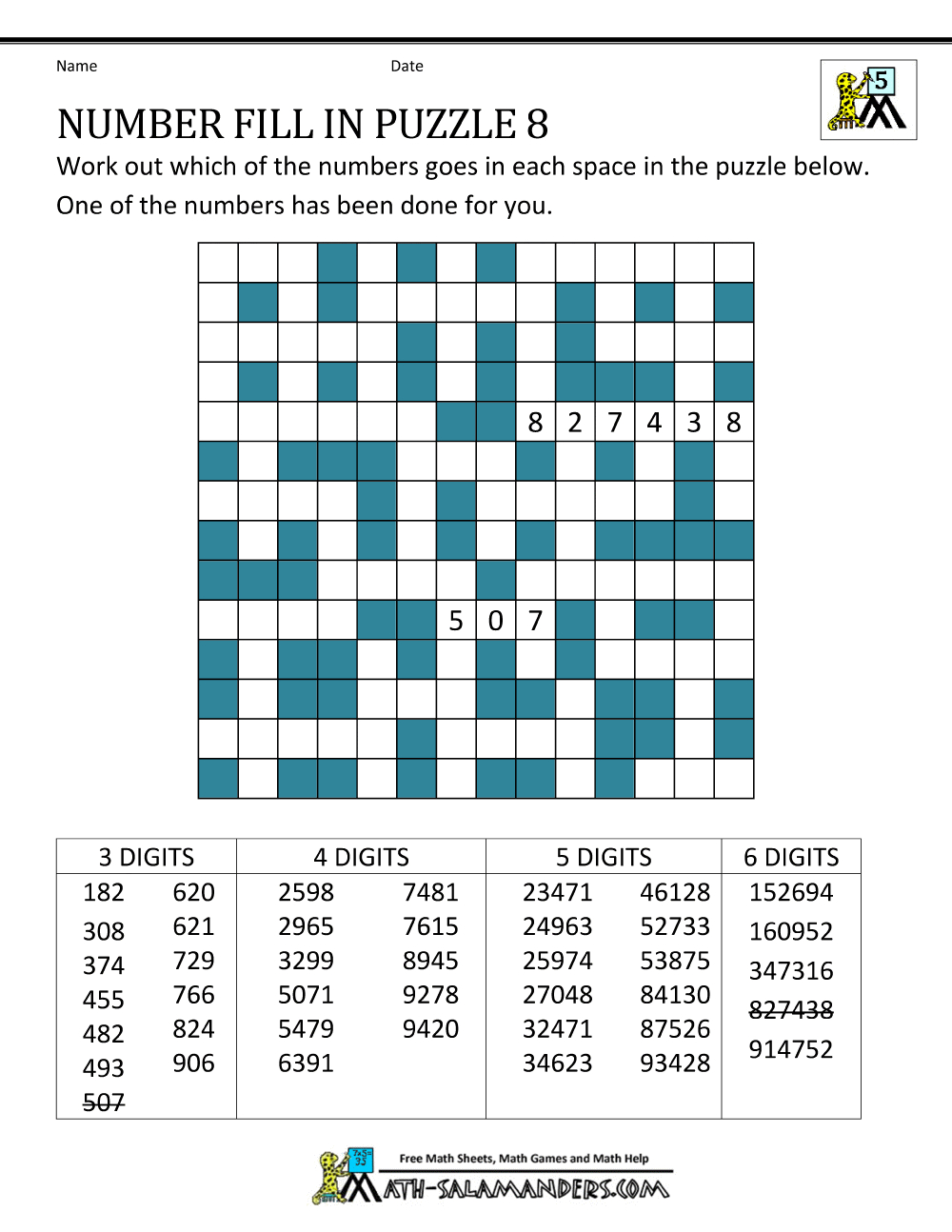Number Fill In Puzzles throughout Free Printable Fill In Puzzles Online