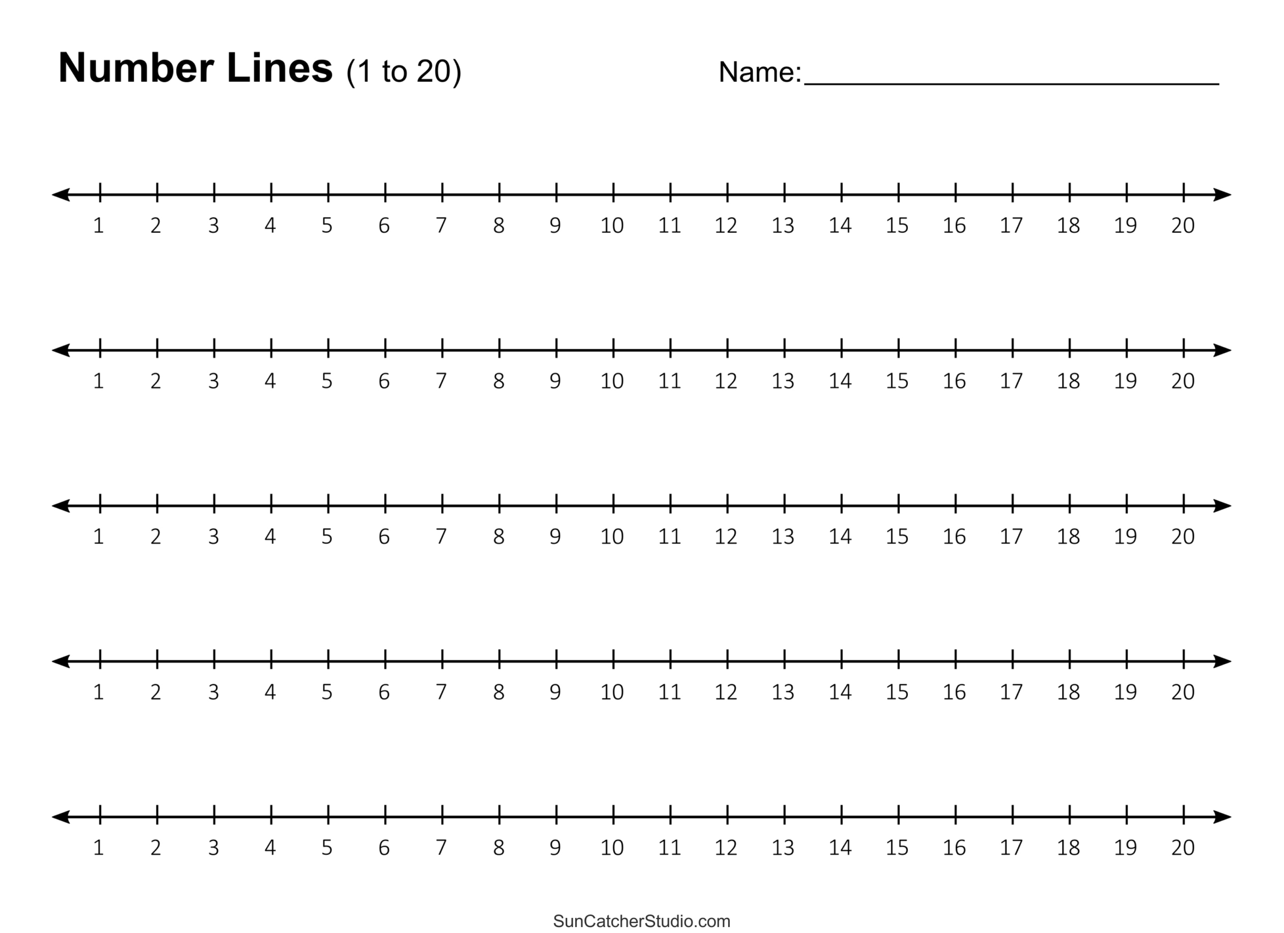 Number Lines (Integers, Decimals, Blank, Missing Numbers) – Free regarding Free Printable Number Line