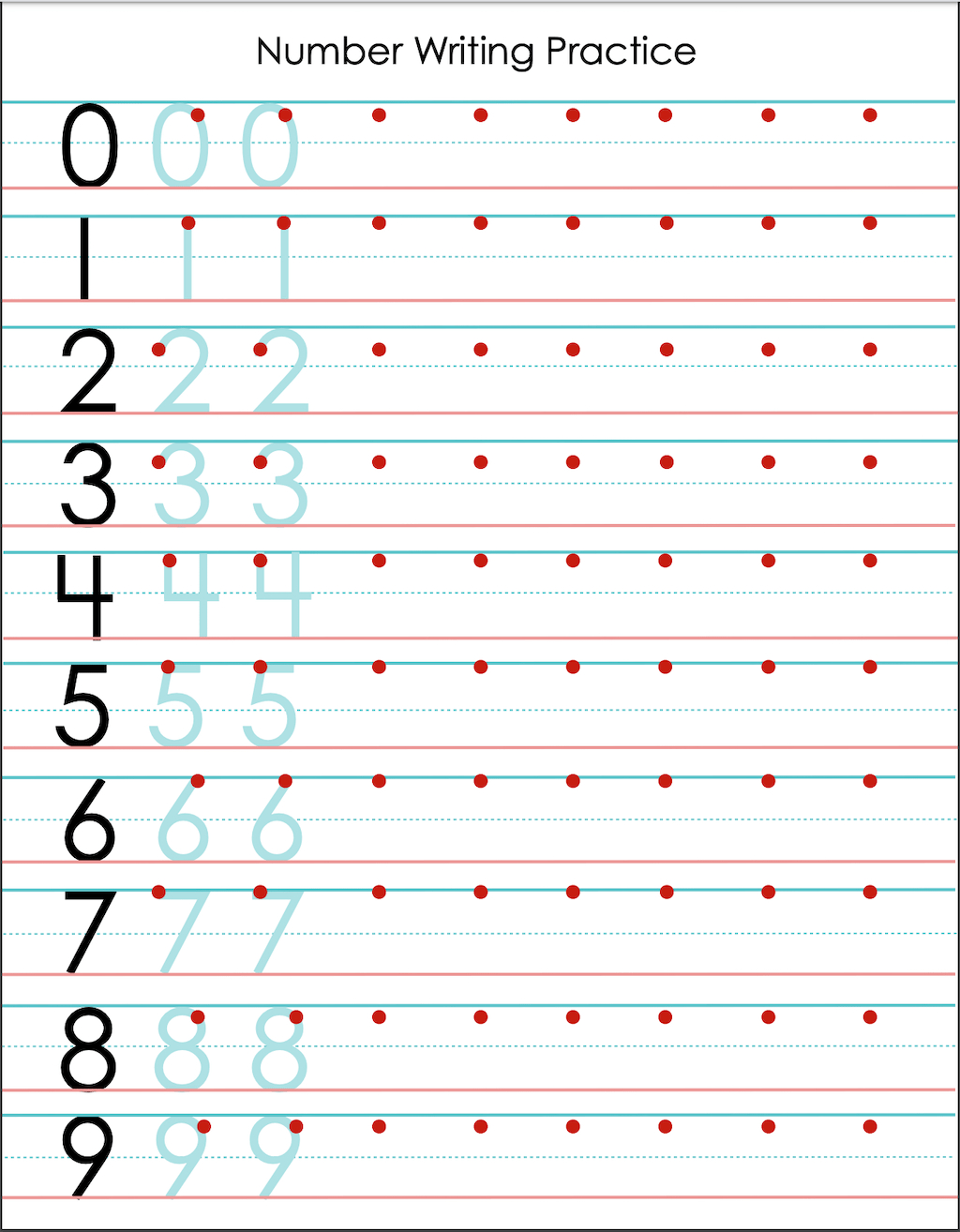 Number Writing Practice Sheet (Free Printable) - Flanders Family within Free Printable Writing Sheets