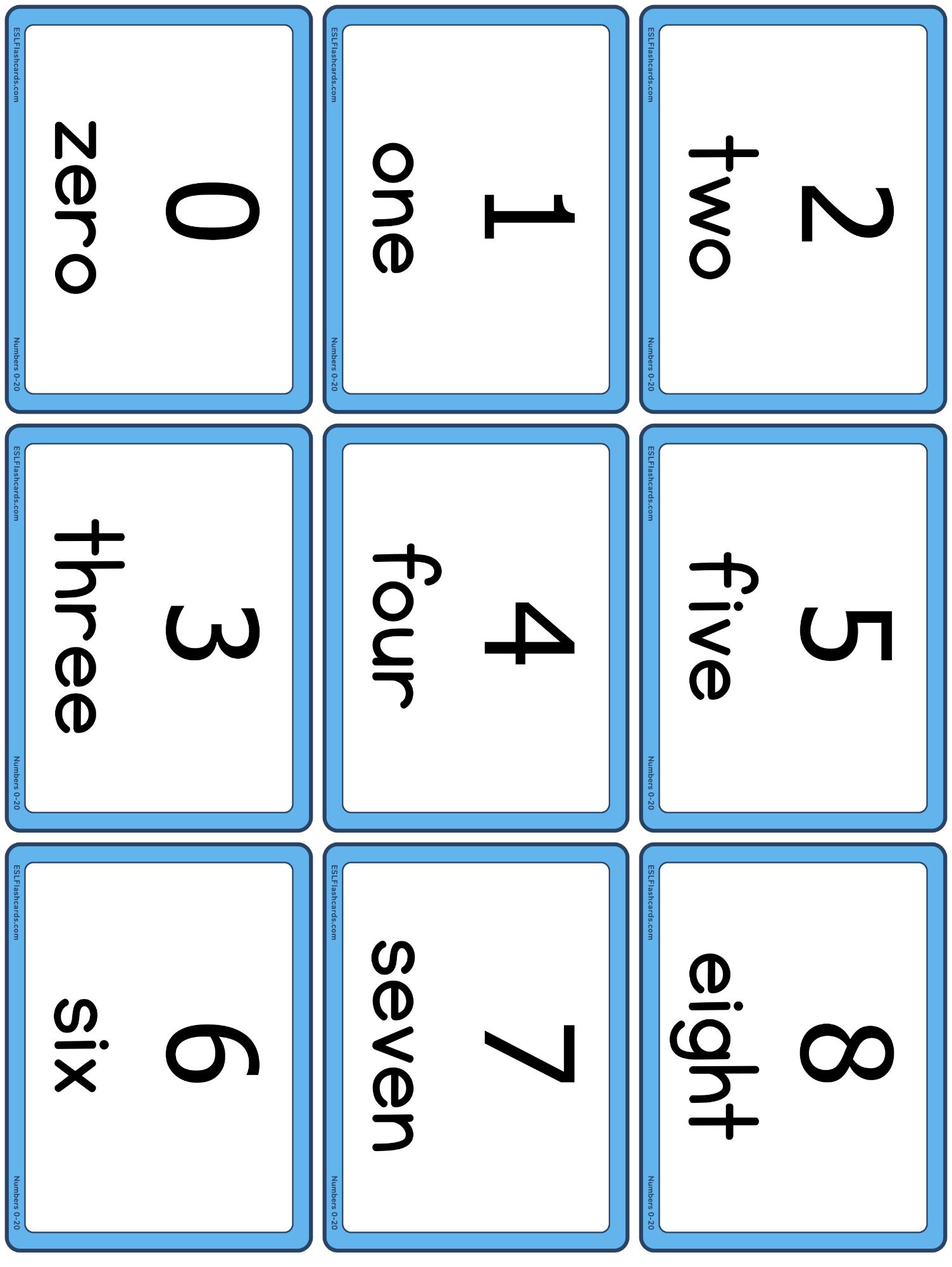 Numbers 0 To 20 – Esl Flashcards with Free Printable Number Cards