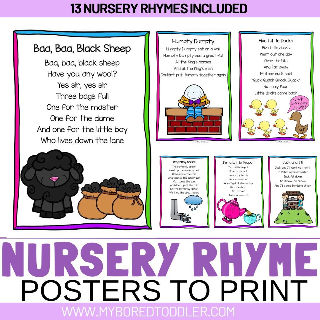 Nursery Rhyme Posters To Print Toddler Preschool - My Bored Toddler with Free Printable Nursery Rhymes