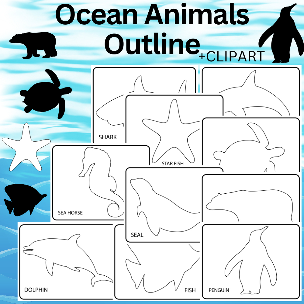 Ocean Animals Outline Templates,Sea Animals Clipart | Madeteachers pertaining to Free Printable Sea Creature Templates