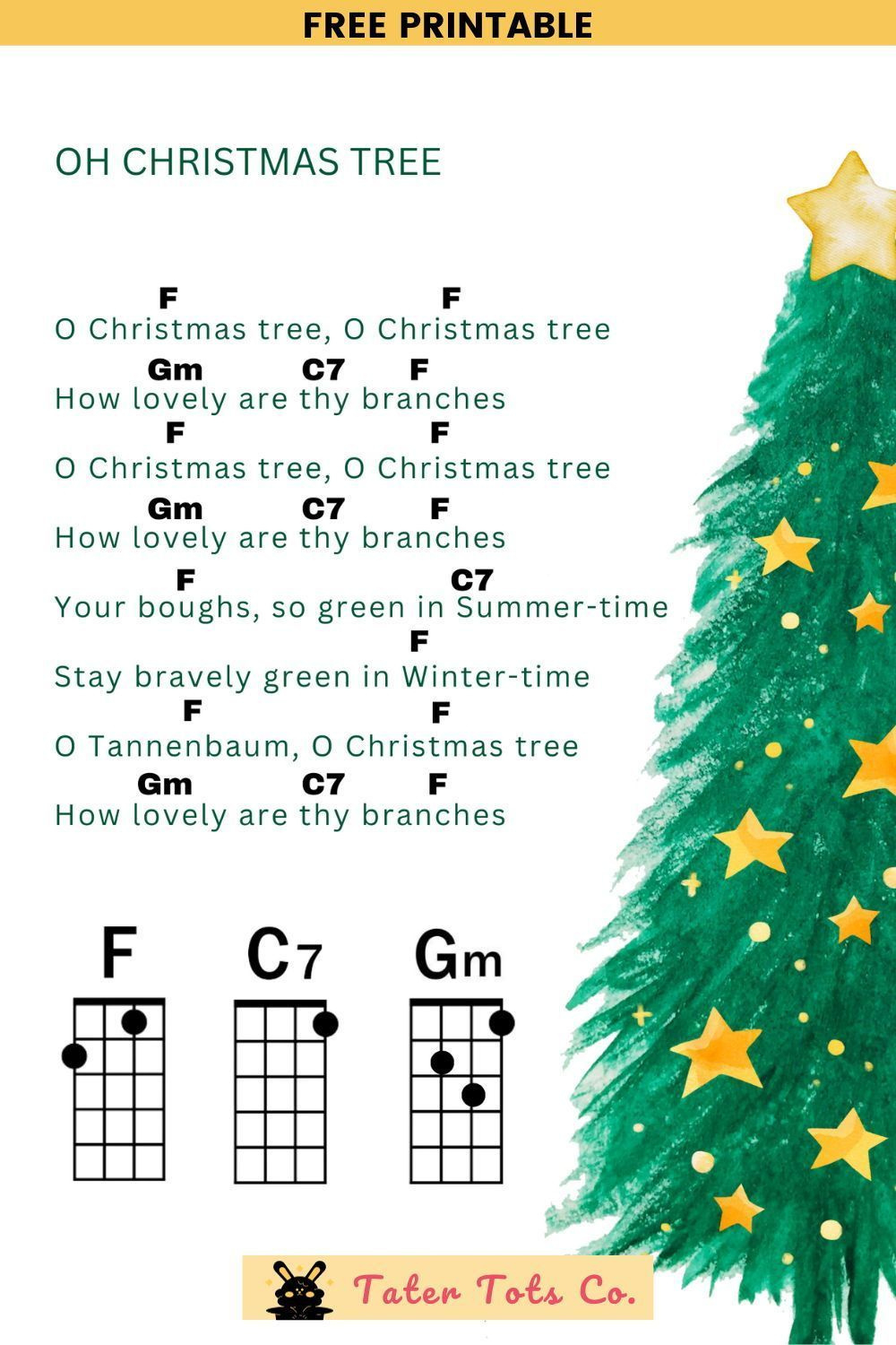 Oh Christmas Tree: Free Printable Christmas Ukulele Chords regarding Free Printable Ukulele Songs