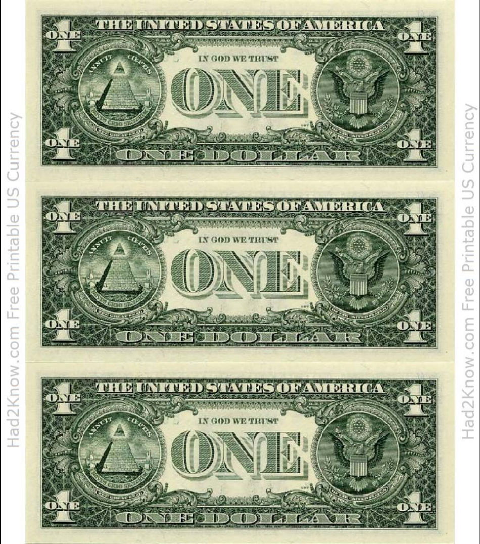 One Dollar Bill Template - Back Download Printable Pdf regarding Free Printable Dollar Bill Template