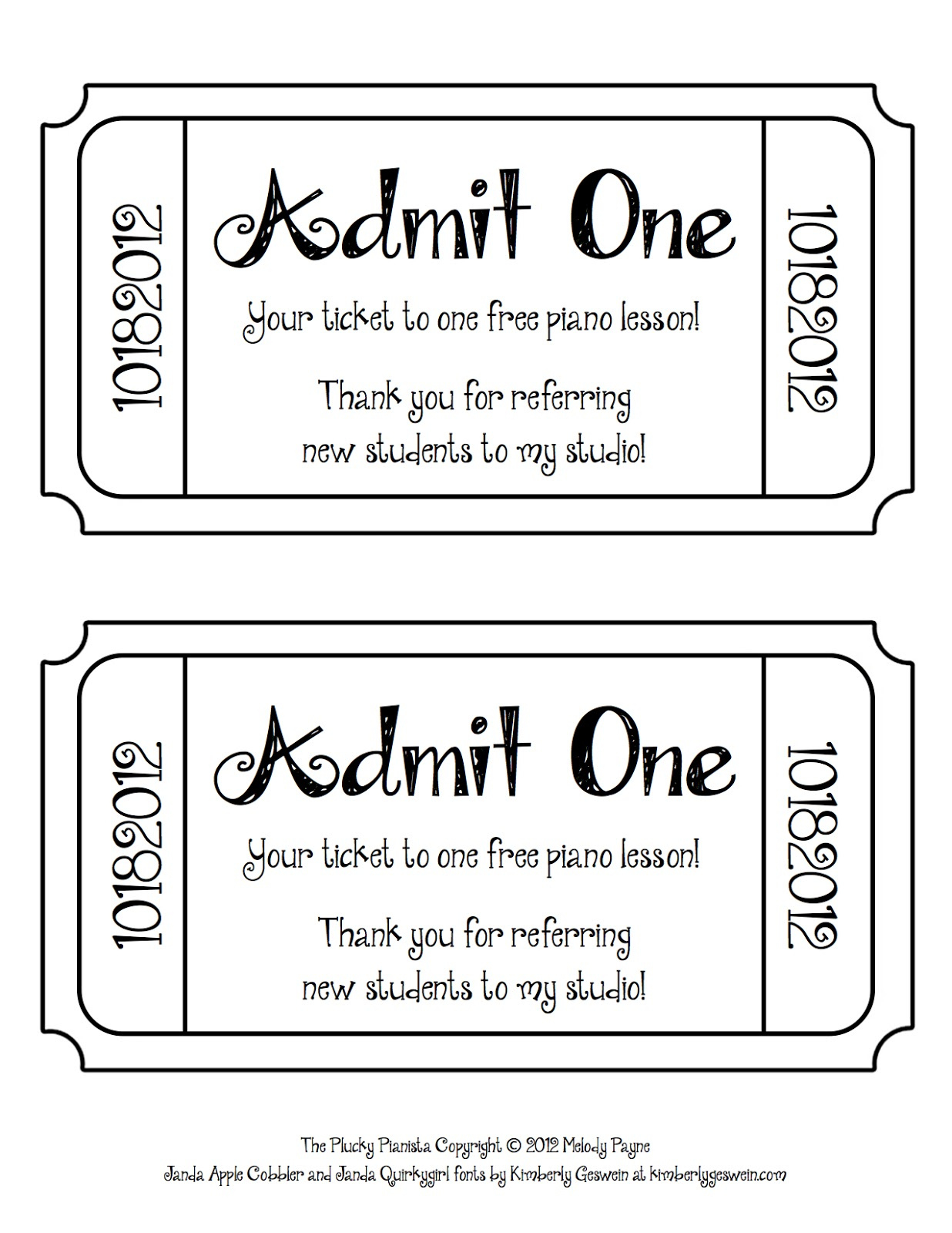One Free Ticket Template - Clip Art Library - Worksheets Library with Free Printable Admission Ticket Template