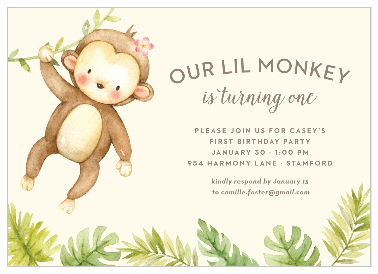 One Fun Monkey First Birthday Invitationsbasic Invite inside Free Printable Monkey Birthday Party Invitations