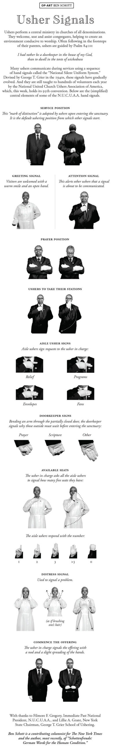 Opinion | Usher Signals (Published 2014) within Free Printable Church Usher Hand Signals