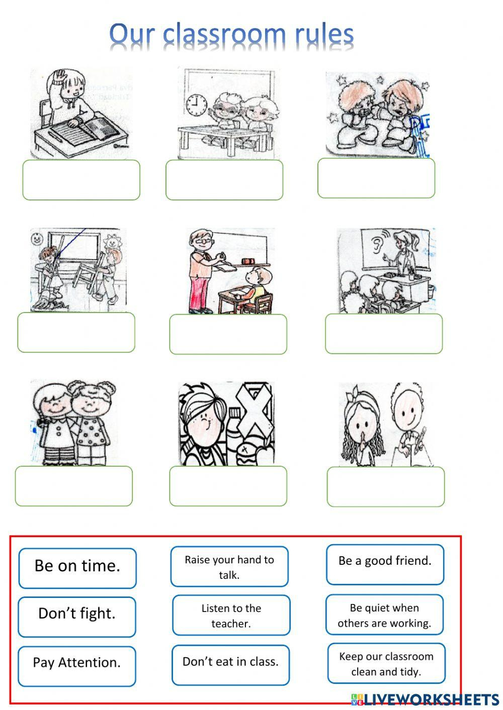Our Classroom Rules Worksheet | Live Worksheets - Worksheets Library in Free Printable Classroom Rules Worksheets