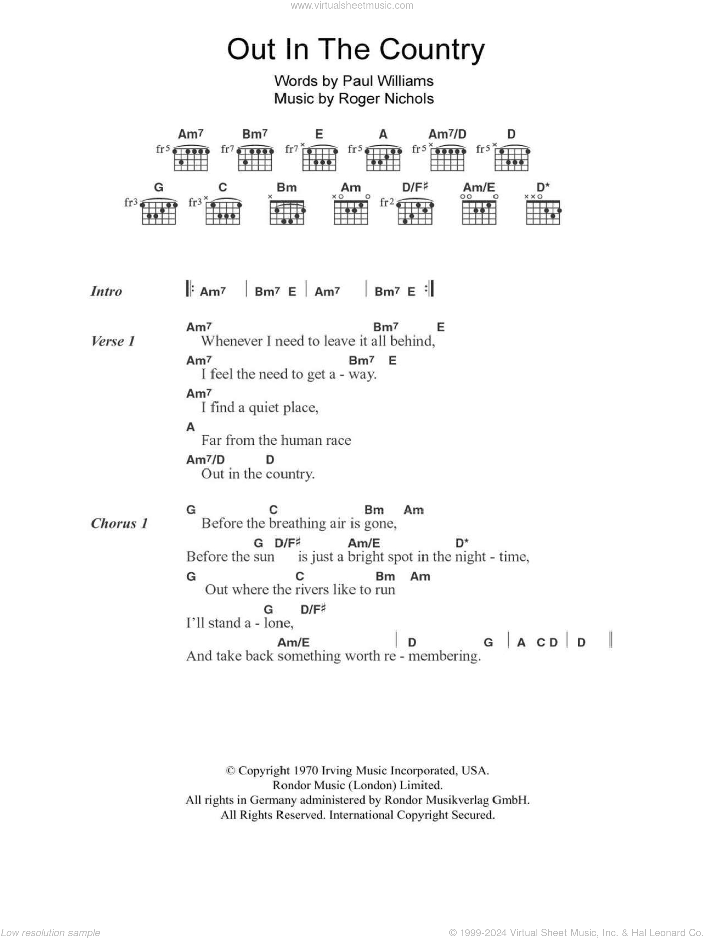 Out In The Country Sheet Music For Guitar (Chords) (Pdf) intended for Free Printable Song Lyrics With Guitar Chords