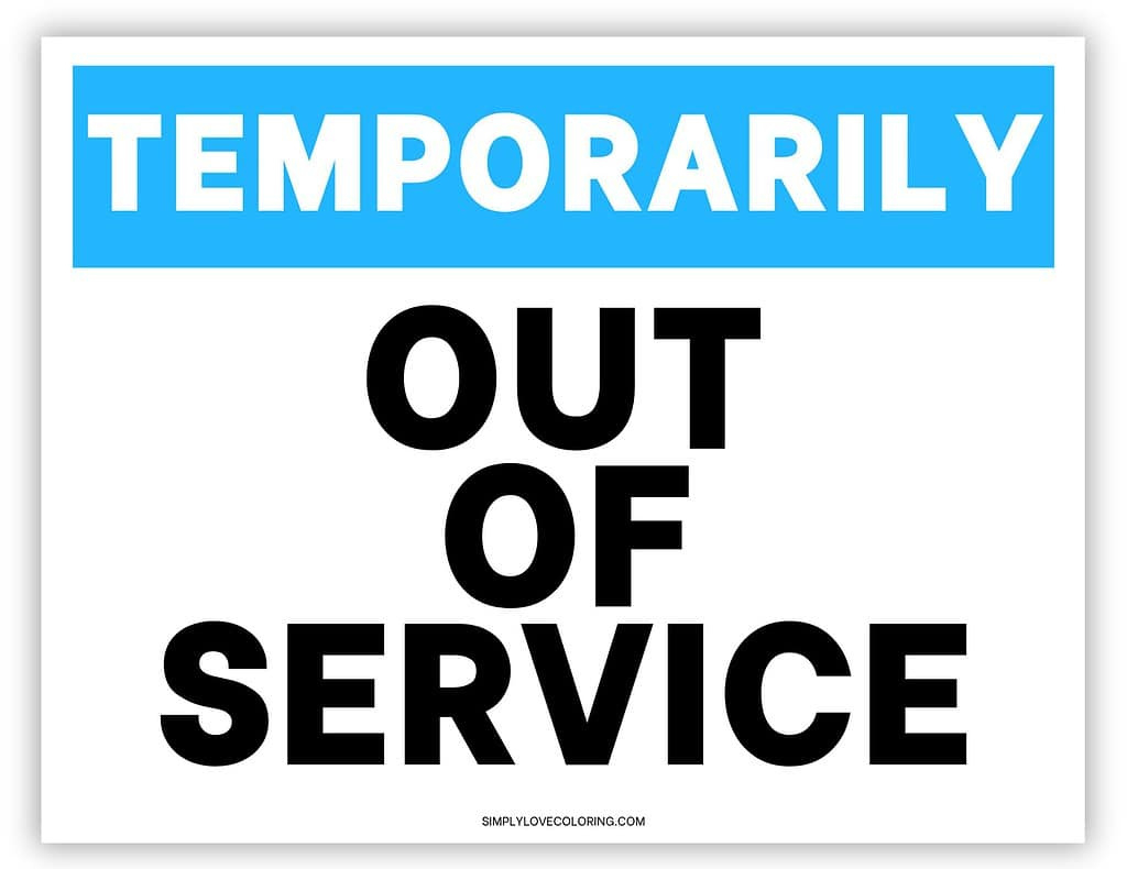 Out Of Service Printable Sign (Free Pdf Download) - Simply Love with Free Printable Out Of Service Sign