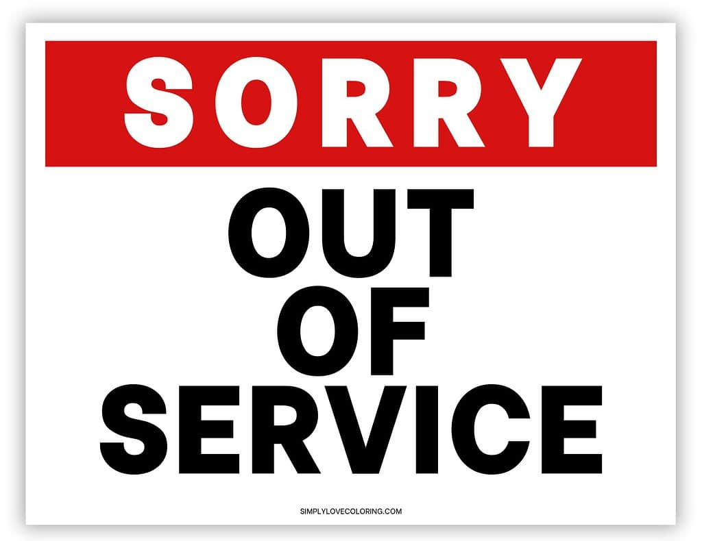 Out Of Service Printable Sign (Free Pdf Download) - Simply Love with Free Printable Out Of Service Sign