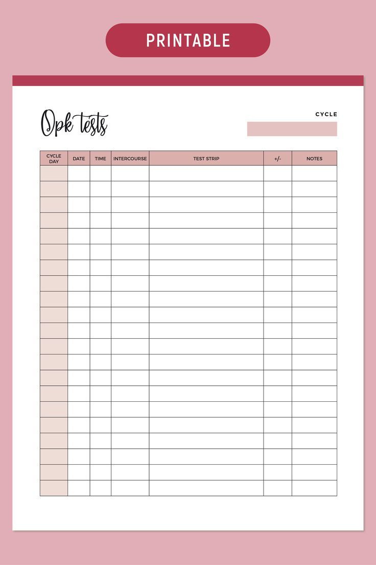 Ovulation Planner Template in Free Printable Fertility Chart