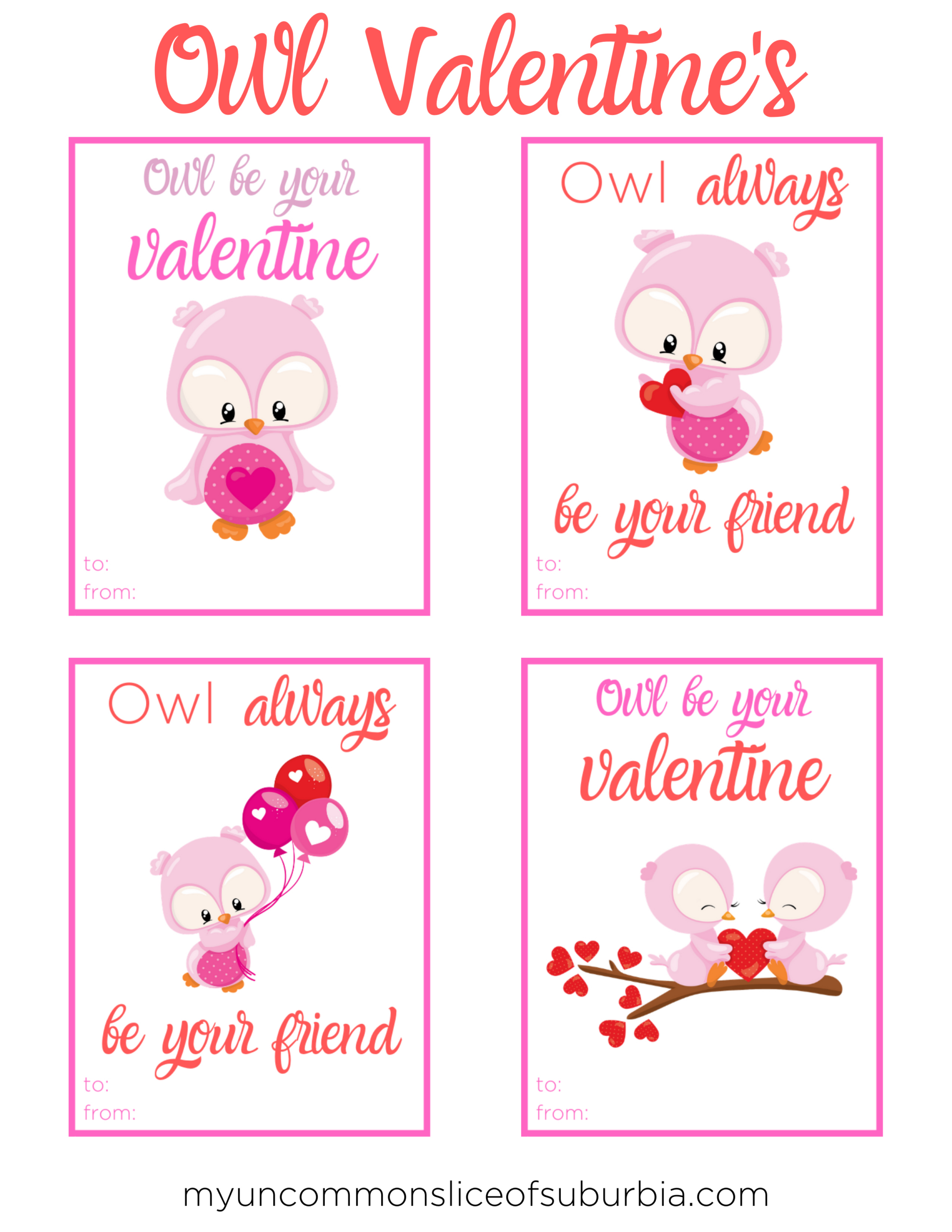 Owl Valentine Cards Free Printable - My Uncommon Slice Of Suburbia in Free Printable Owl Valentine Cards