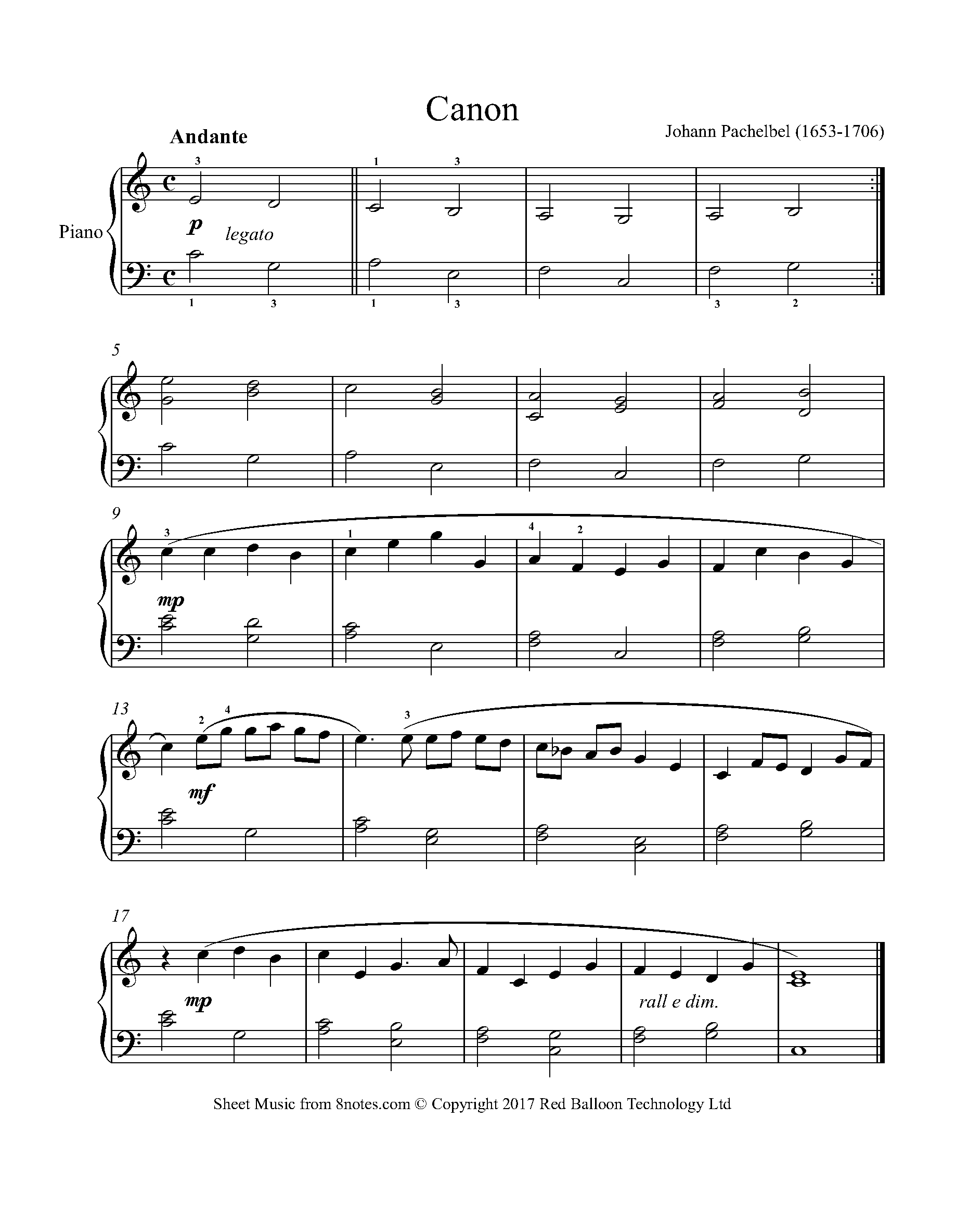 Pachelbel, Johann - Canon In D For Piano - Free Sheet Music For with regard to Canon In D Piano Sheet Music Free Printable