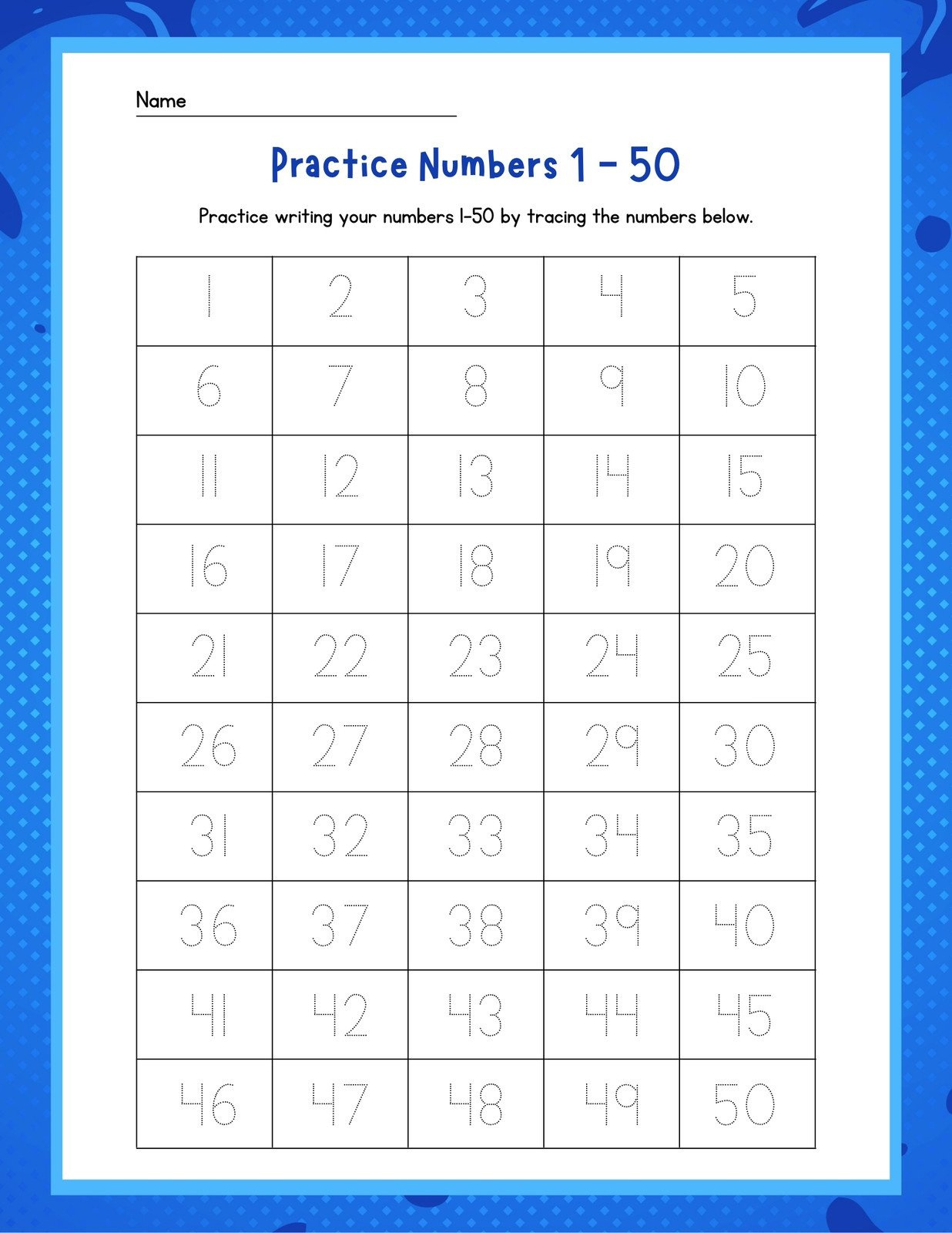 Page 3 - Free And Customizable Numbers Templates - Worksheets Library in Free Printable Tracing Numbers 1 50