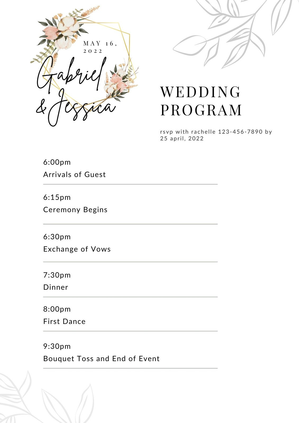 Page 3 - Free, Custom Printable Wedding Program Templates | Canva within Free Printable Wedding Program Templates