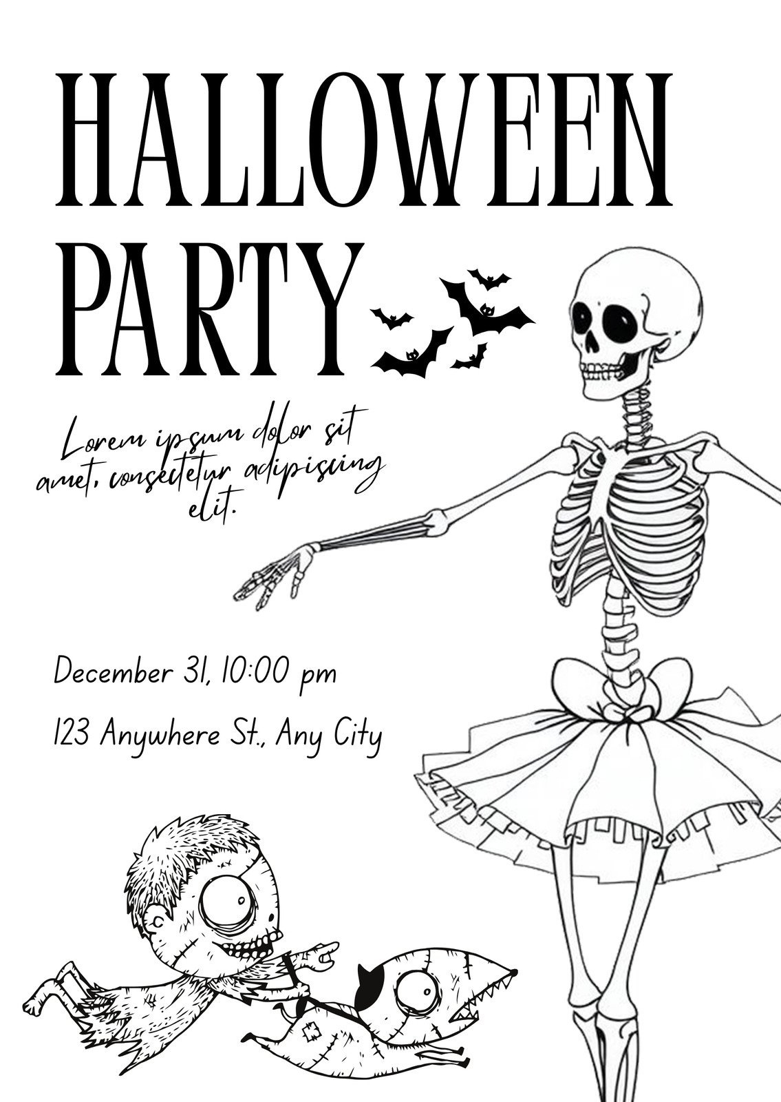 Page 4 - Free Custom Printable Halloween Invitation Templates | Canva for Halloween Invitations Free Printable Black And White