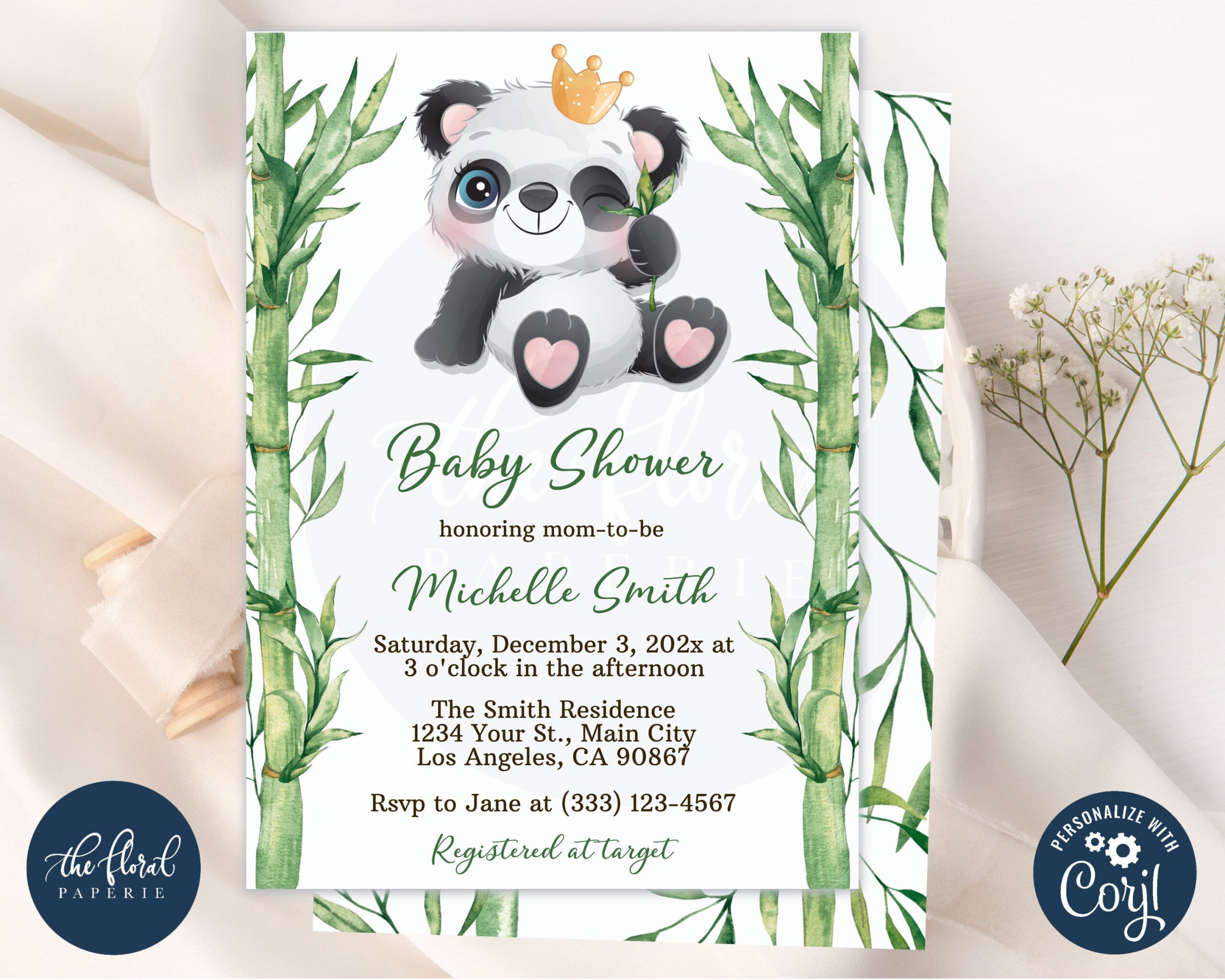 Panda Baby Shower Invitation Template , Editable Girl Baby Shower with regard to Panda Bear Invitations Free Printable