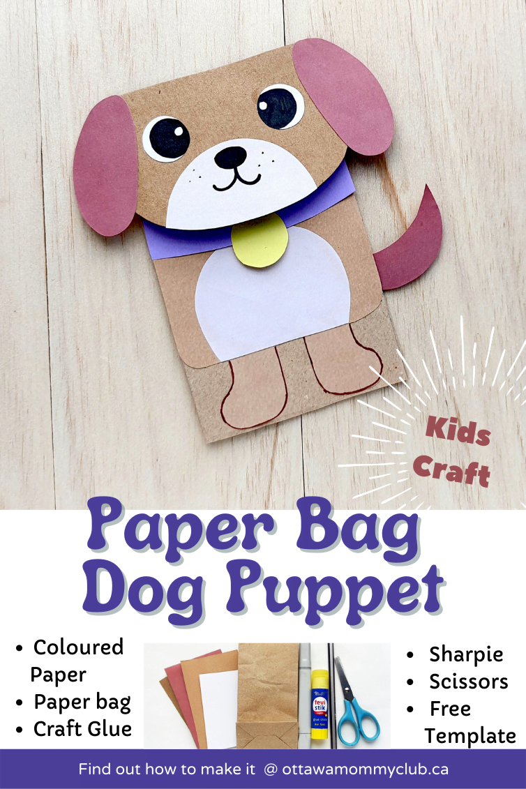 Paper Bag Dog Puppet With Free Template | Ottawa Mommy Club for Free Printable Paper Bag Puppet Templates