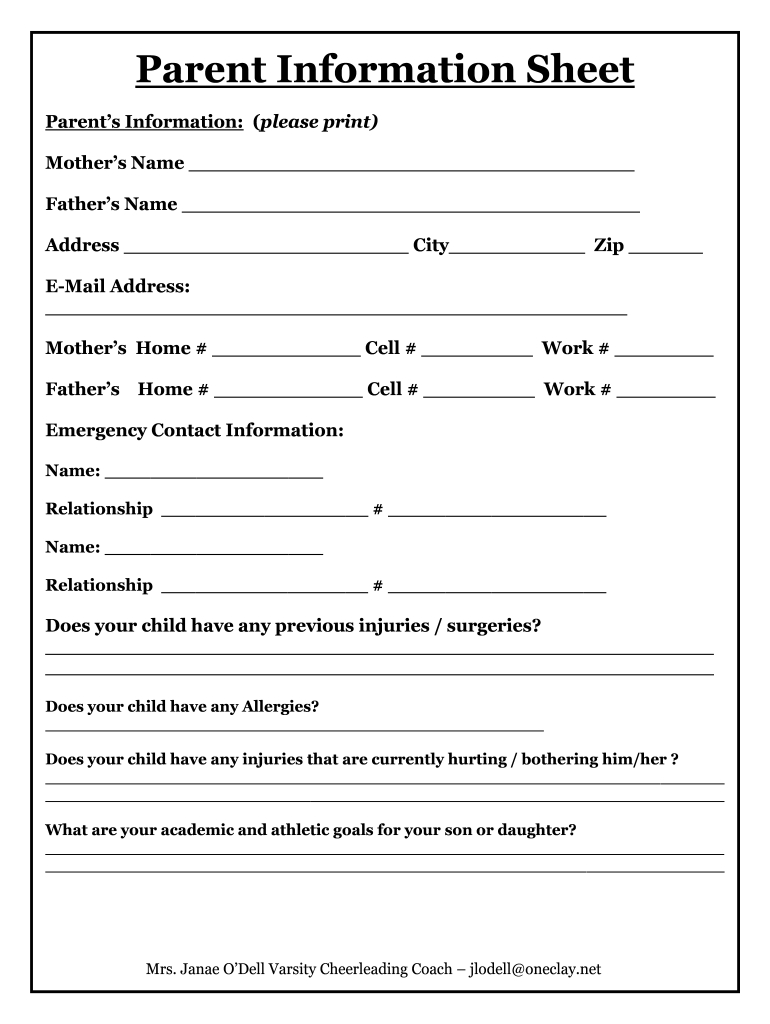 Parent Information Sheet: Fill Out & Sign Online | Dochub for Free Printable Parent Information Sheet
