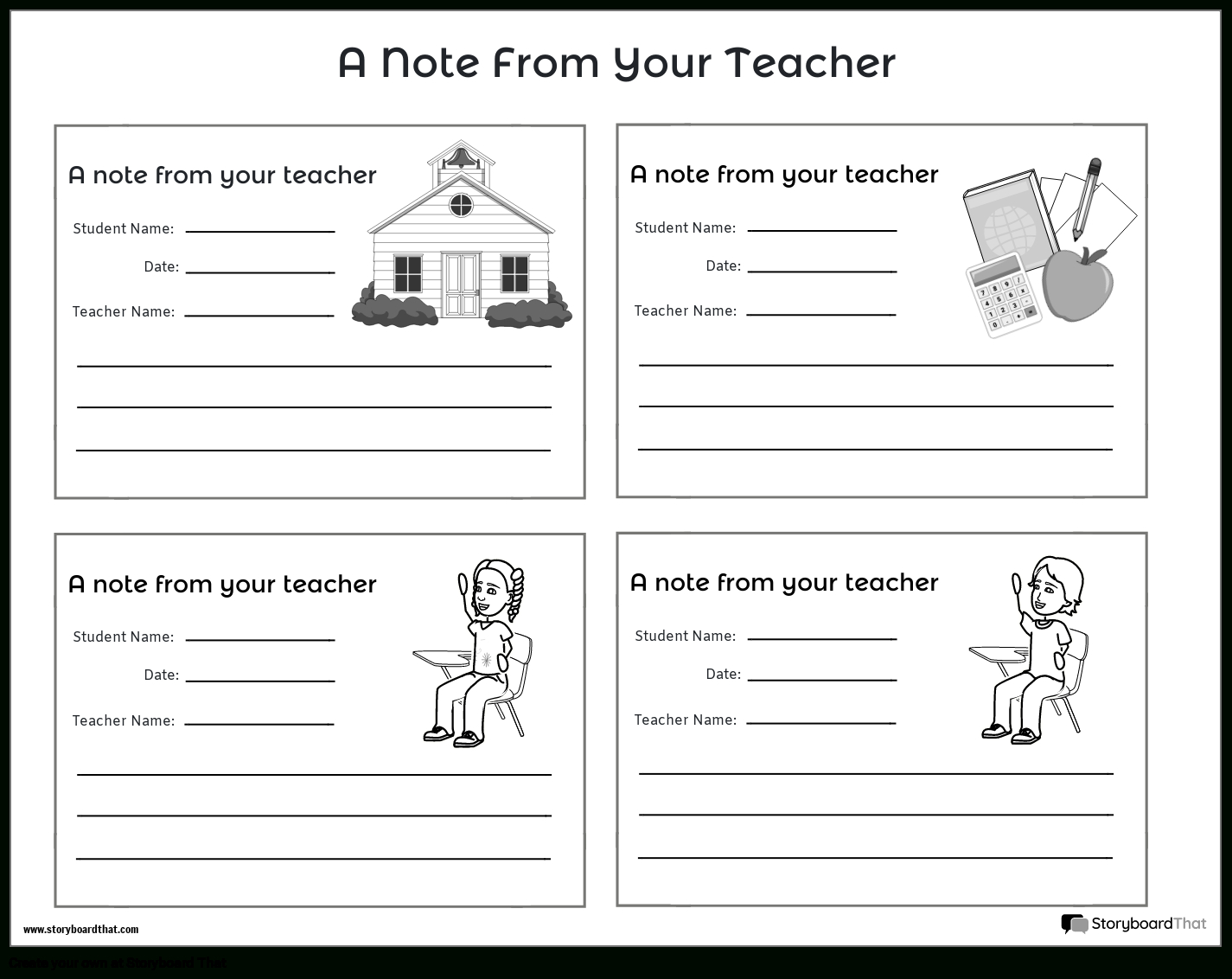 Parent-Teacher Notes: Free Templatesstoryboard That with Free Printable Teacher Notes To Parents