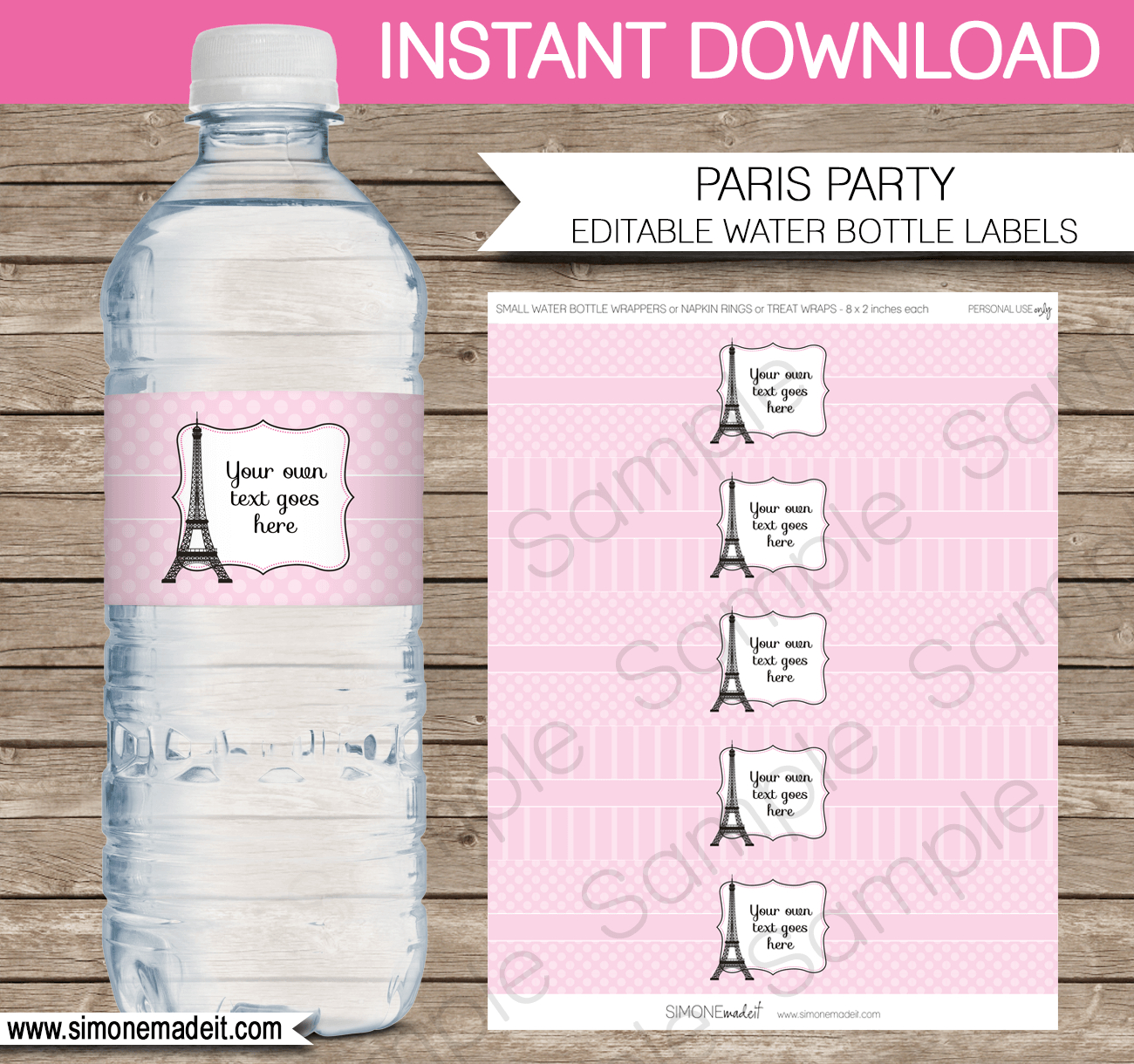 Paris Party Water Bottle Labels Template in Free Printable Paris Water Bottle Labels