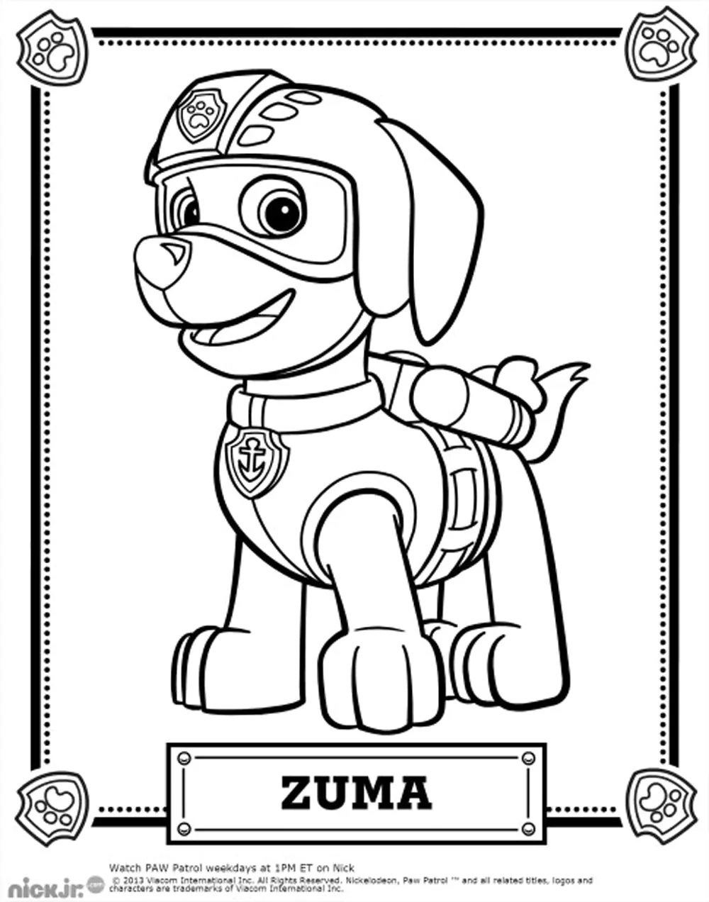 Patrol : Zuma - Paw Patrol Coloring Pages inside Free Printable Paw Patrol Coloring Pages
