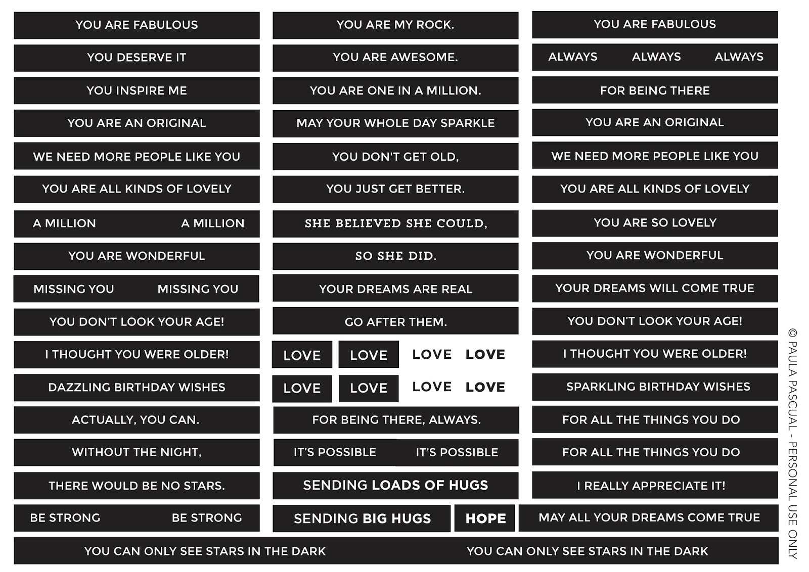 Paula Pascual: Sentiments Free Download inside Free Printable Greeting Card Sentiments