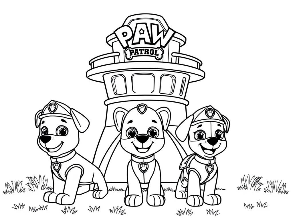 Paw Patrol Coloring Page Featuring A Simple Lookout Tower With A pertaining to Free Printable Paw Patrol Coloring Pages