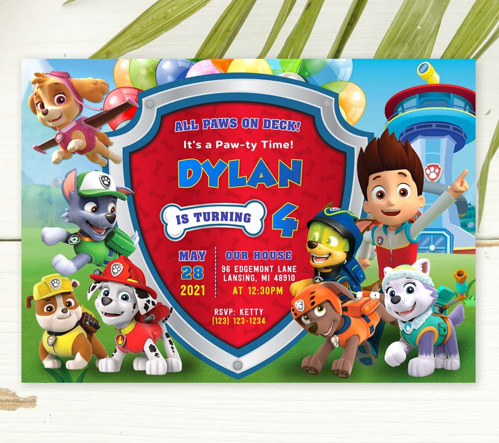 Paw Patrol Invitation Template - Edit Yourself Online Now for Free Printable Paw Patrol Invitations