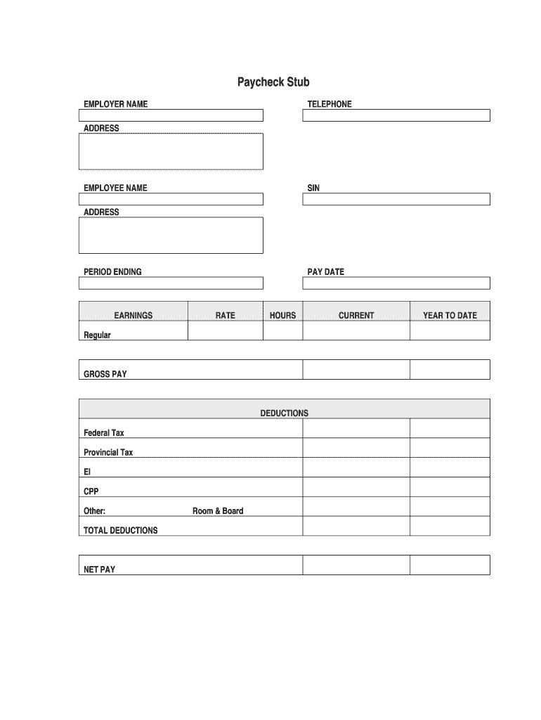 Paycheck Stub Form - Fill Online, Printable, Fillable, Blank regarding Free Printable Blank Check Stubs
