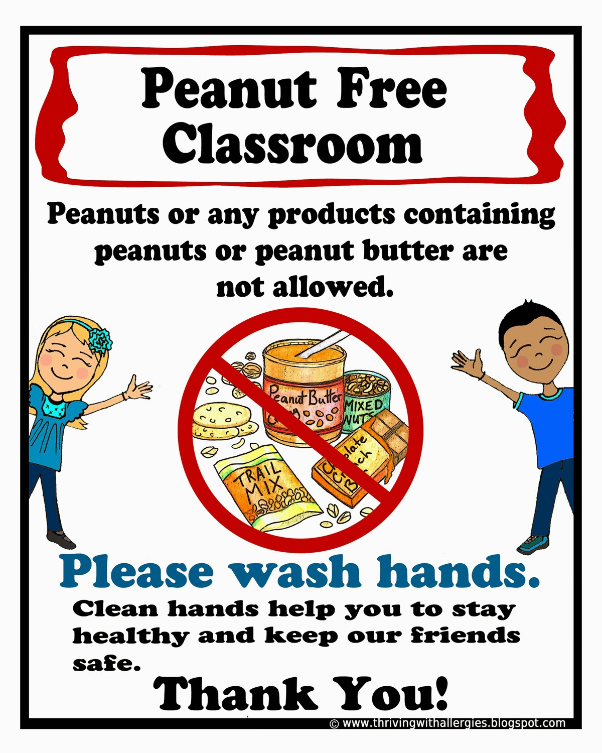Peanut Tree-Nut Free Classroom Poster intended for Printable Nut Free Signs