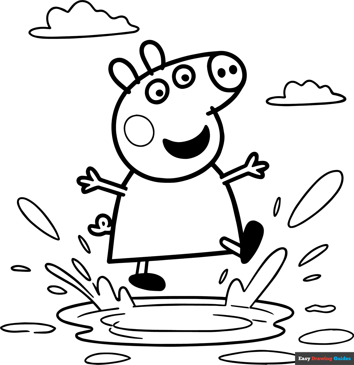 Peppa Pig Jumping In A Puddle Coloring Page | Easy Drawing Guides with regard to Peppa Pig Character Free Printable Images