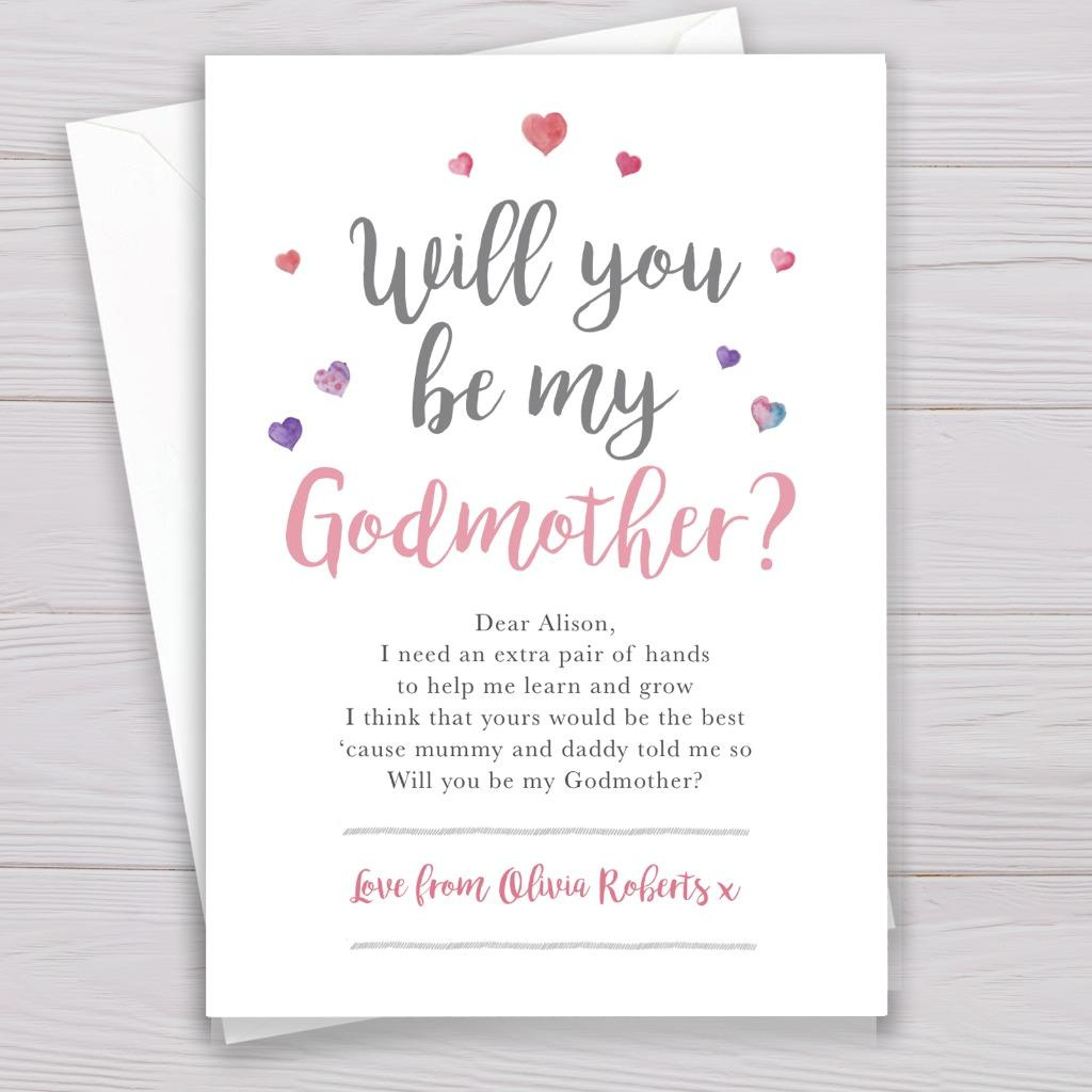 Personalised Will You Be My Godmother, Godfather, Godparents Cards with Will You Be My Godmother Printable Card Free