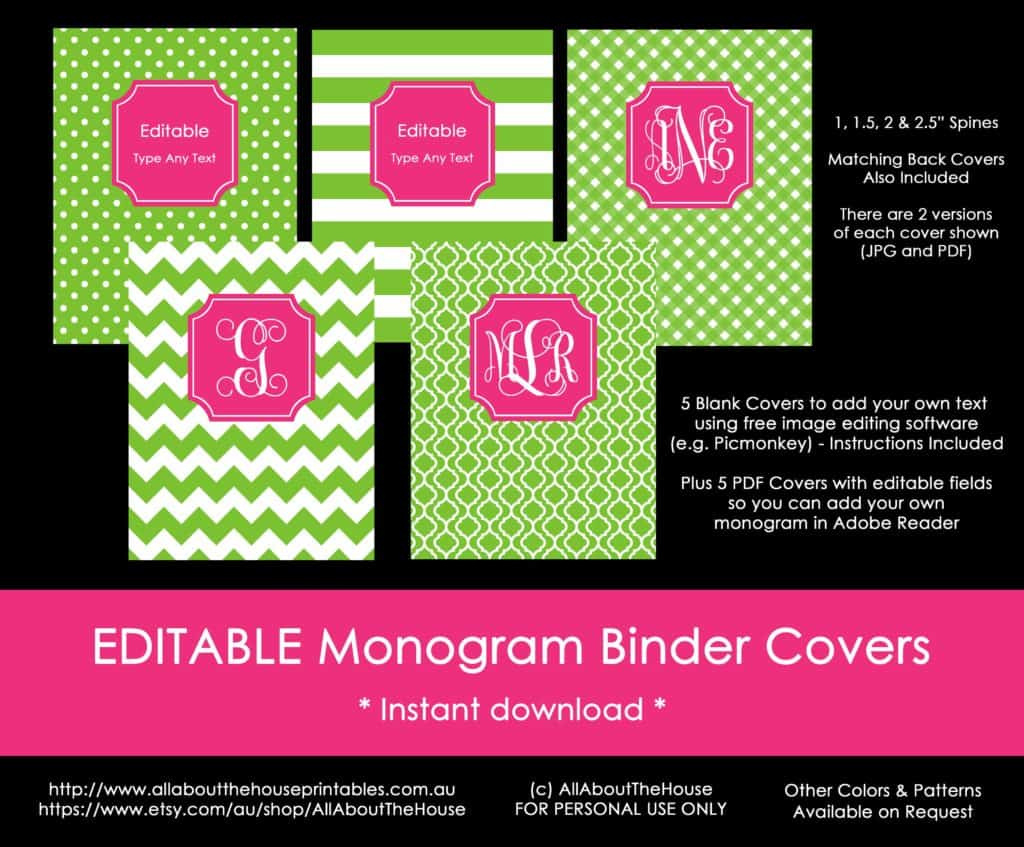 Personalising Editable Monogram Binder Covers – All About Planners regarding Free Printable Monogram Binder Covers